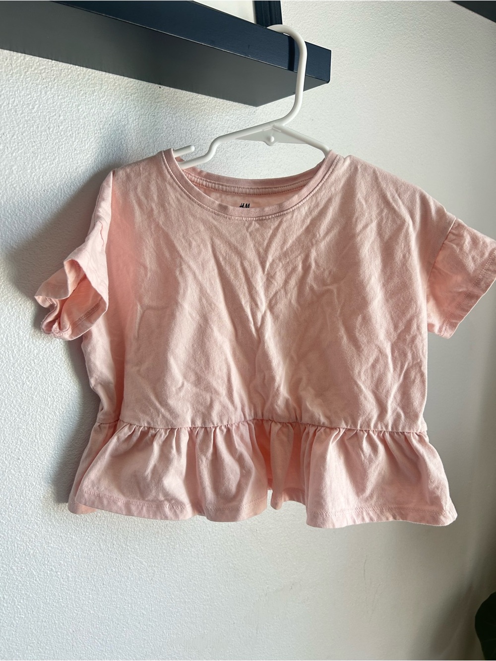 H&M Light Pink Ruffle Hem Short Sleeve Tee